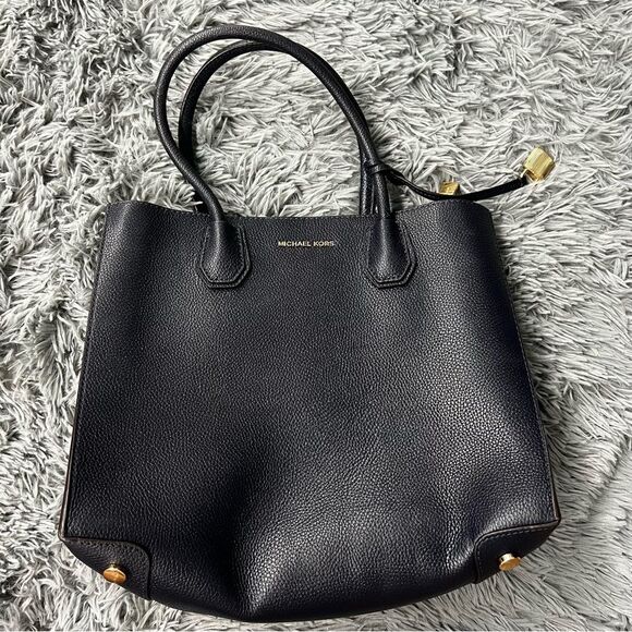 Michael Kors Navy Blue Pebbled Leather Tote - Picture 1 of 9